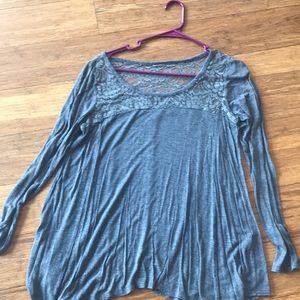 gray long sleeve w/ lace